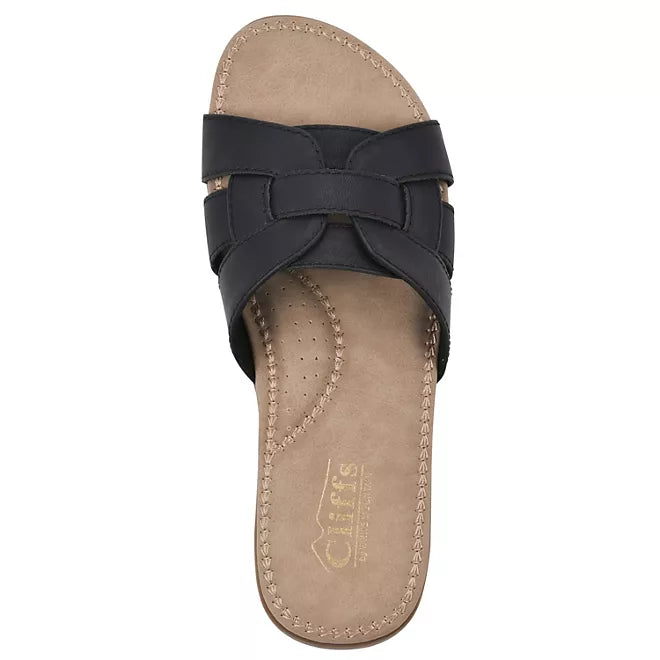 Cliffs by White Mountain Ladies Slide Sandal, Black (9)