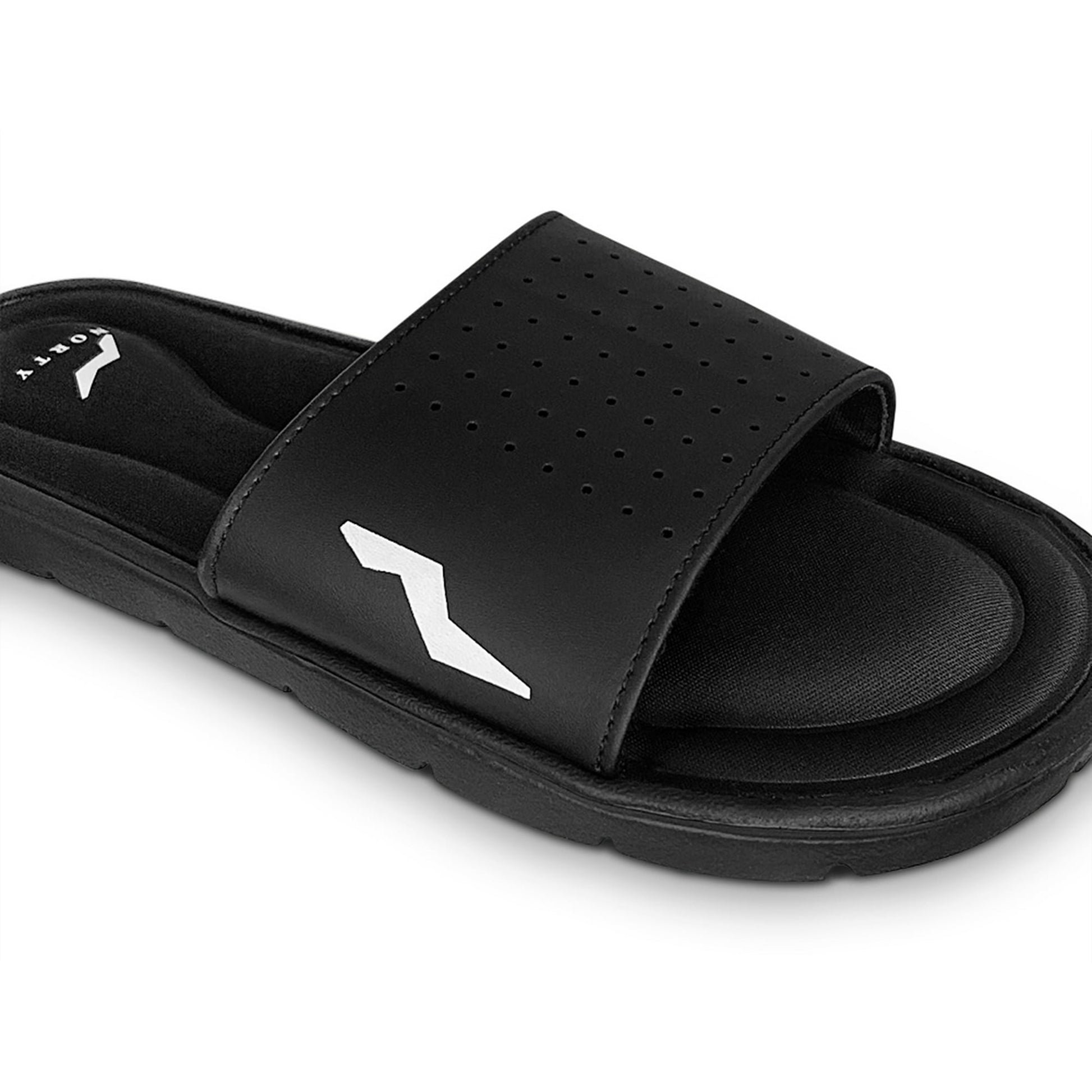 NORTY Mens Memory Foam Slides Adult Male Slide Sandals Black (12132)