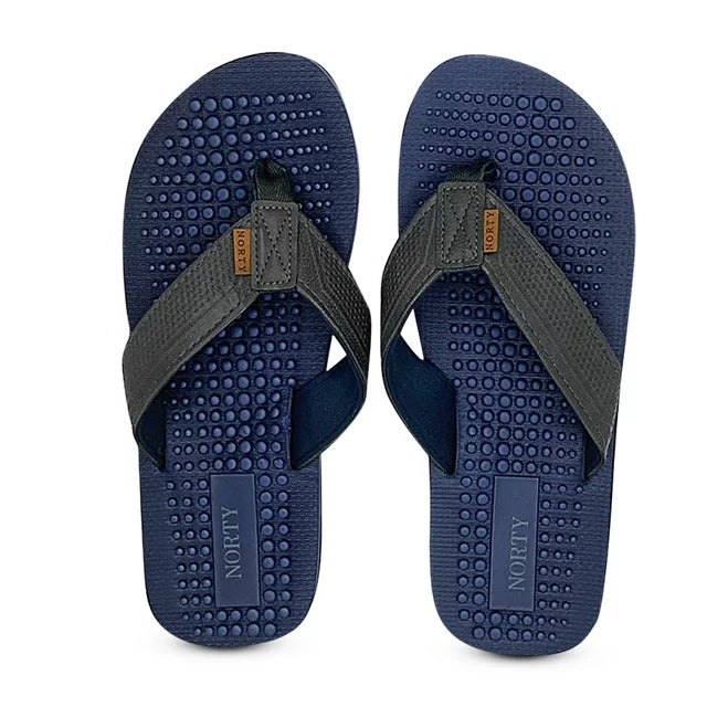 NORTY Mens Flip Flops Adult Male Beach Thong Sandals (11121) Navy Grey