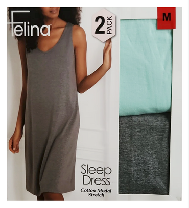 Felina Ladies' Cotton Modal Stretch Sleeveless Sleep Dress (2-pack)