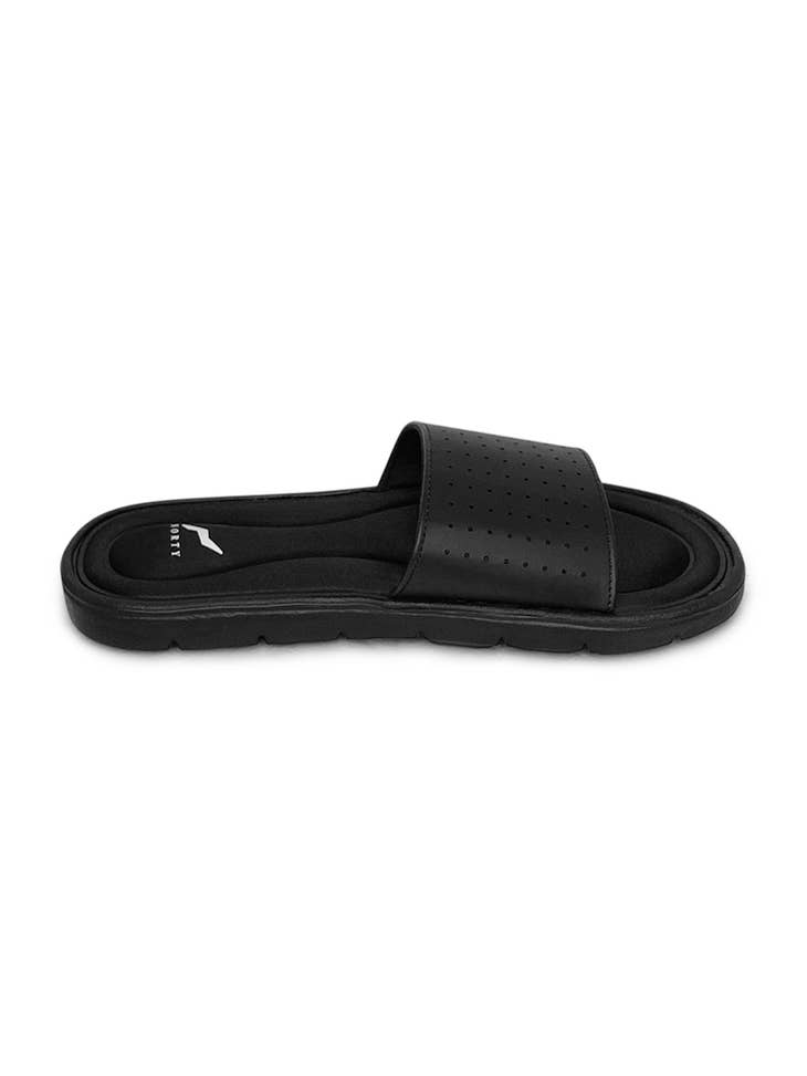 NORTY Mens Memory Foam Slides Adult Male Slide Sandals Black (12132)