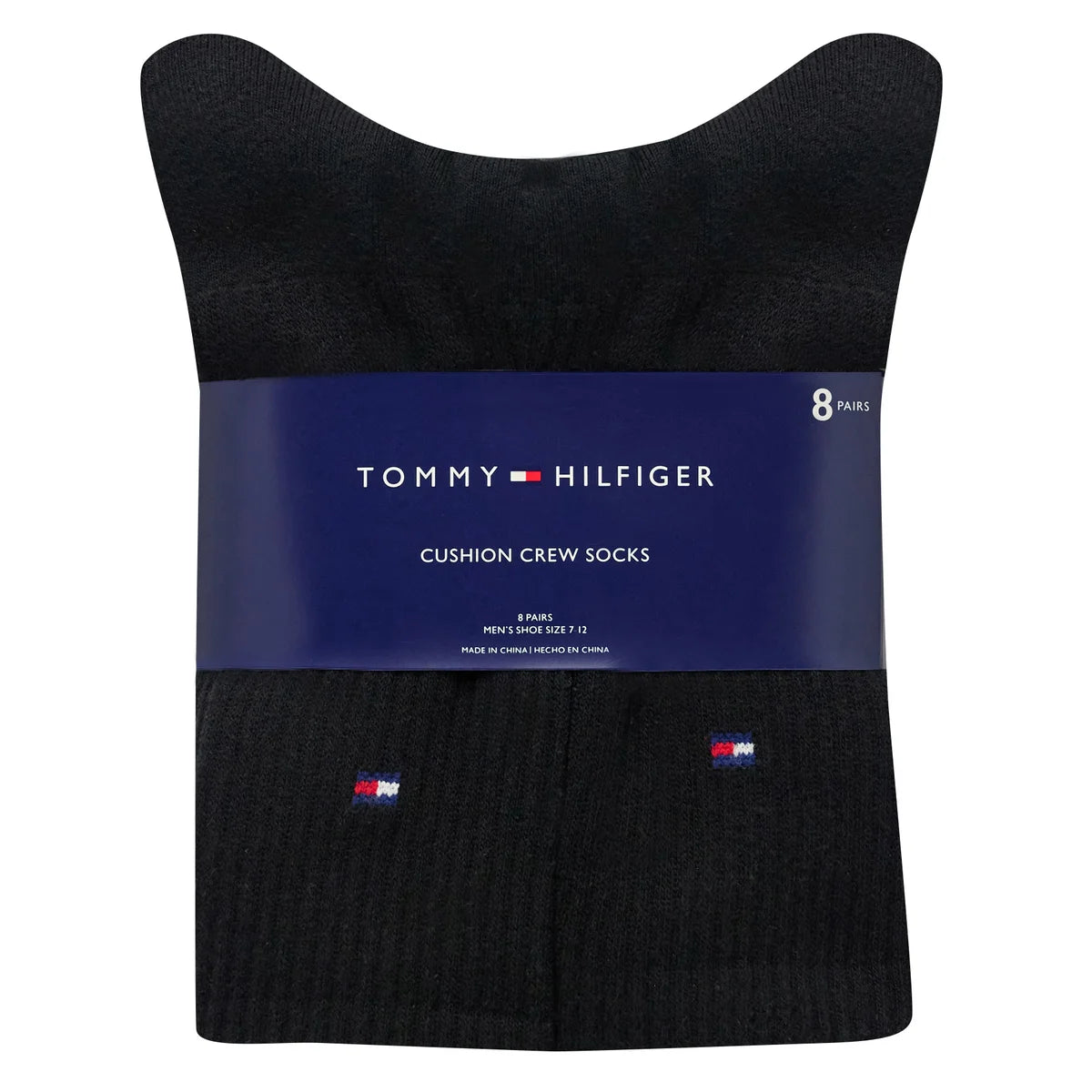 Tommy Hilfiger Men's Casual Crew Sock, Black (8-Pair)