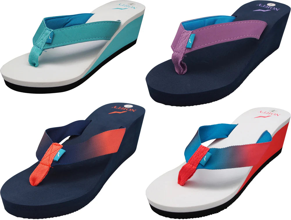 Norty Womens Sandal Flip Flop Wedge Turq Watermelon (15401)
