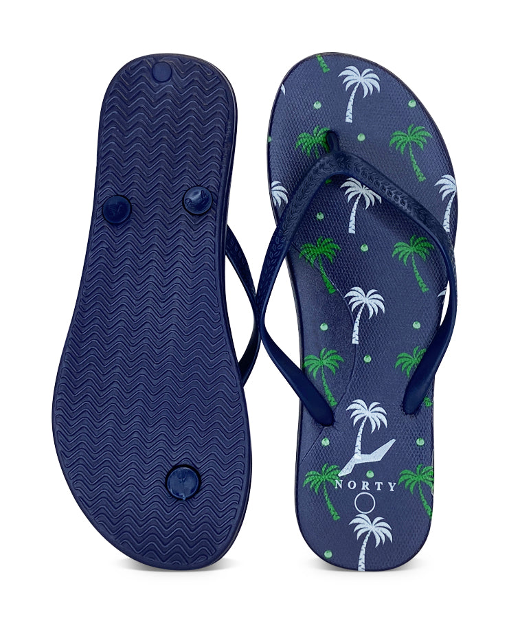 NORTY Women's Easy to Wear Casual EVA Flip Flop Sandal, Navy Palm (22019A)