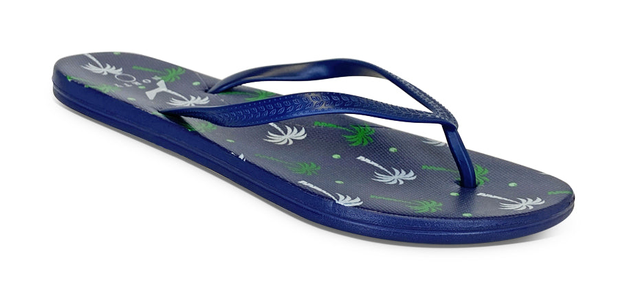 NORTY Women's Easy to Wear Casual EVA Flip Flop Sandal, Navy Palm (22019A)
