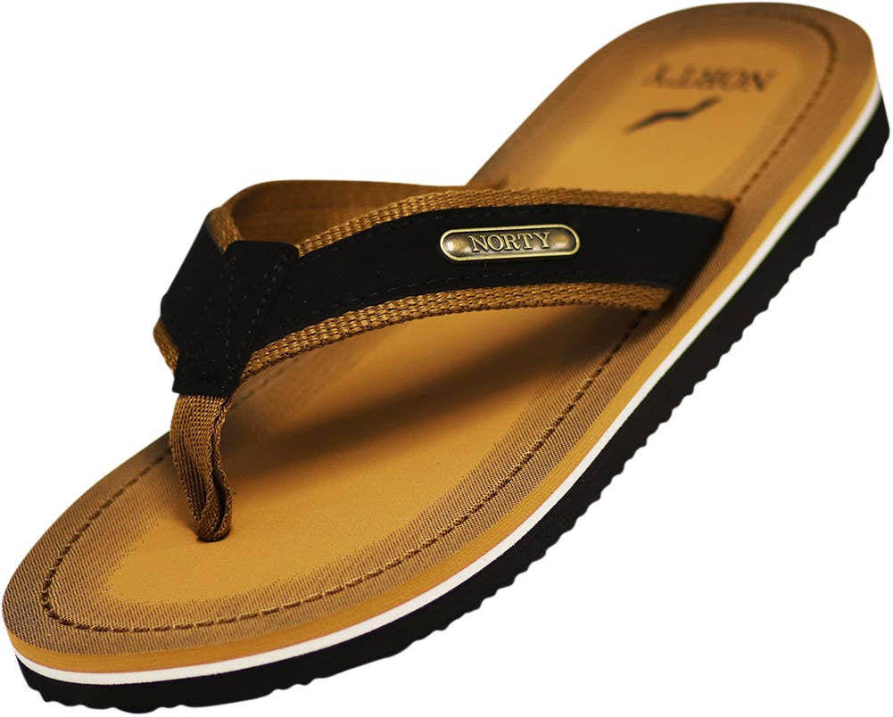 NORTY Men's Flip Flop Sandal - Black Camel (11118)