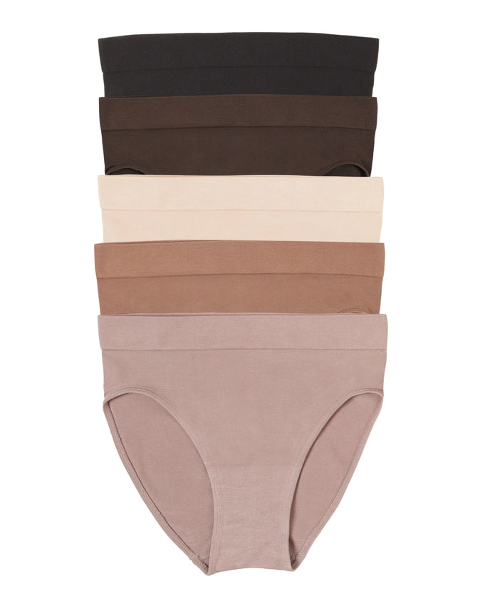 Felina Body Smooth Hi Cut Seamless Brief - Cocoa Beans (5-pack)