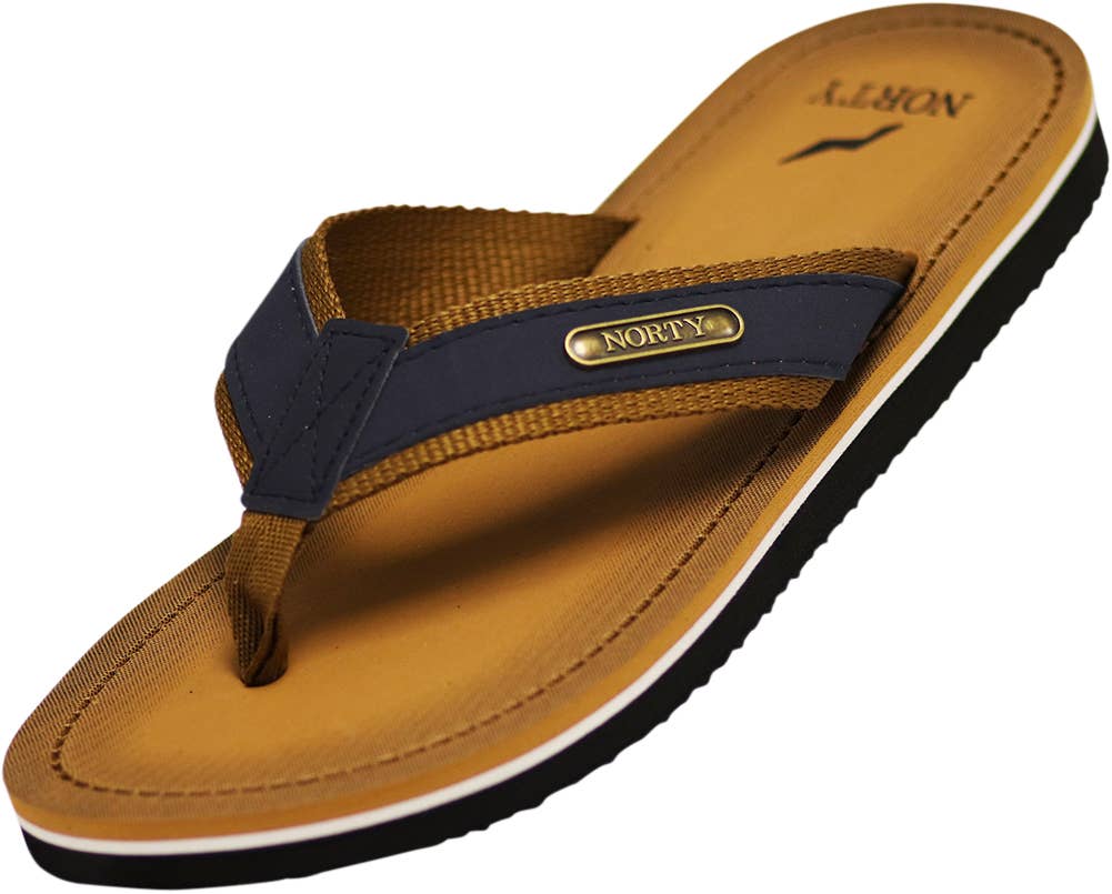 NORTY Men's Flip Flop Sandal - Navy Camel (11117)