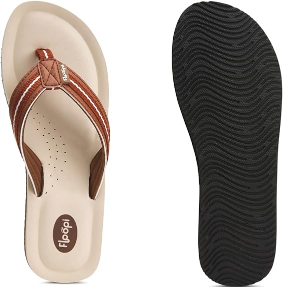 Floopi Women's Zoey Thong Flip Flop (Tan Brown 520)