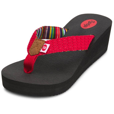 Floopi Womens Anna Wedge Yoga Mat Thong Flip Flop (Red 519)