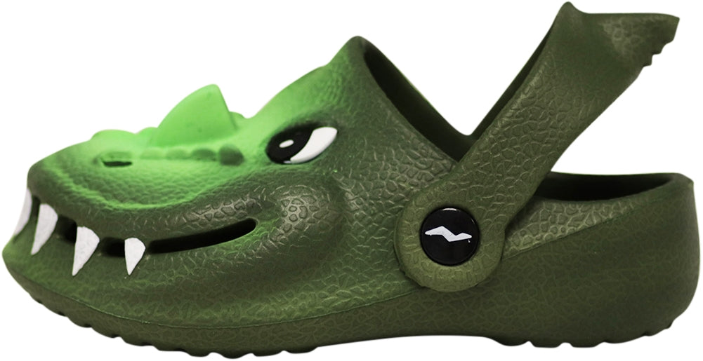 NORTY - Boy's Girl's Children Toddler Kid Fun Slip on Sandal Slipper Clog Shoe - Green Gator (C1212)