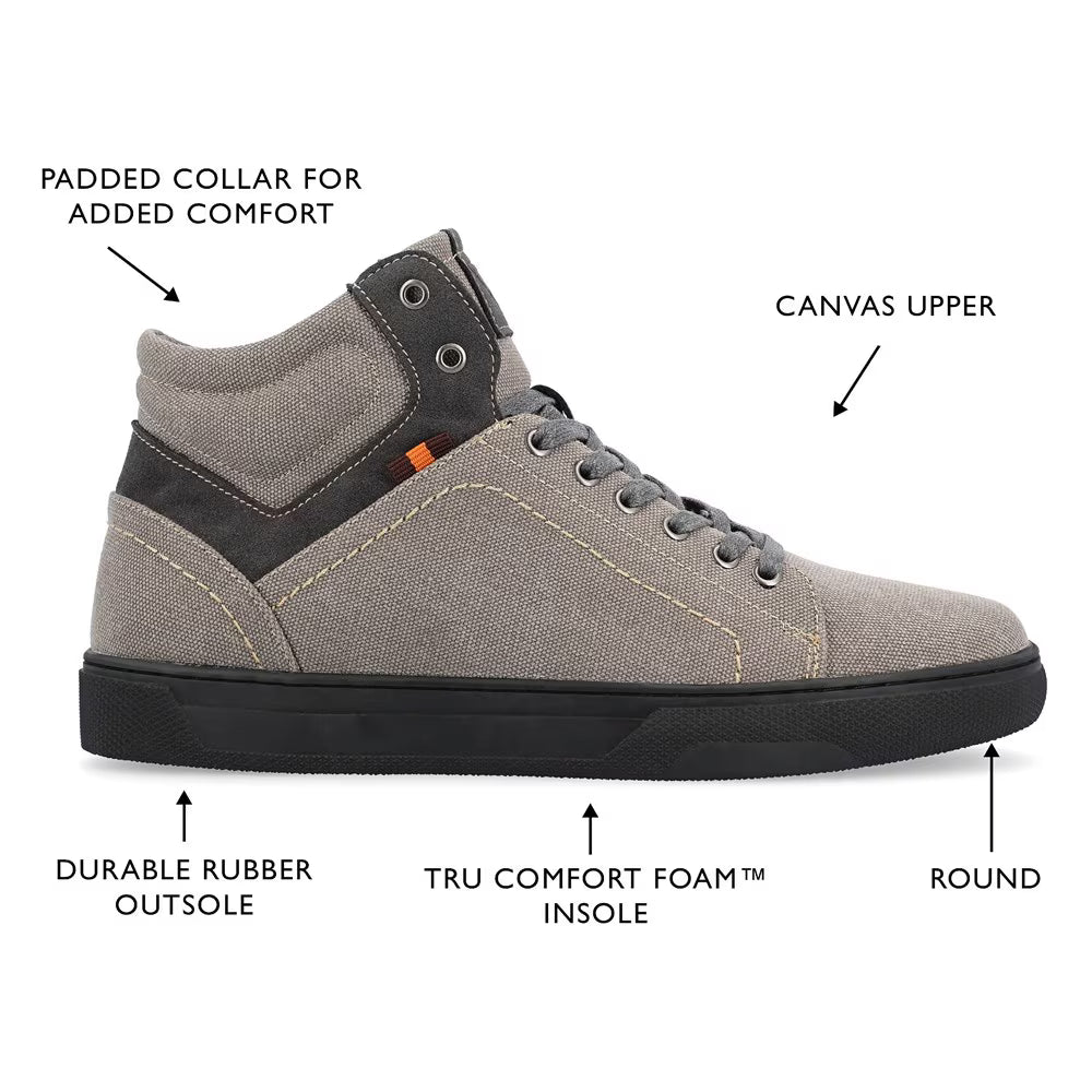 Vance Co. Justin High Top Sneaker - Light Grey