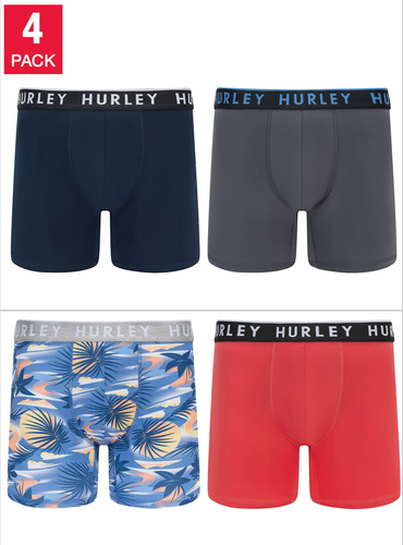 Hurley Men's Boxer Brief, Assorted Colors (4-Pack)