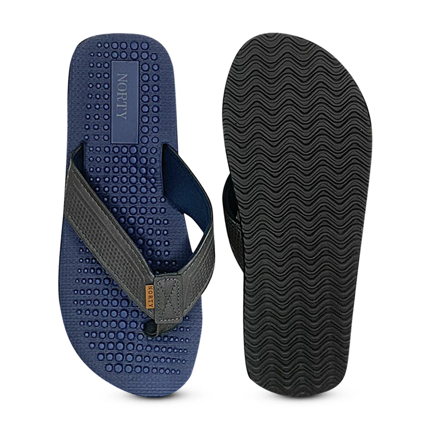 NORTY Mens Flip Flops Adult Male Beach Thong Sandals (11121) Navy Grey