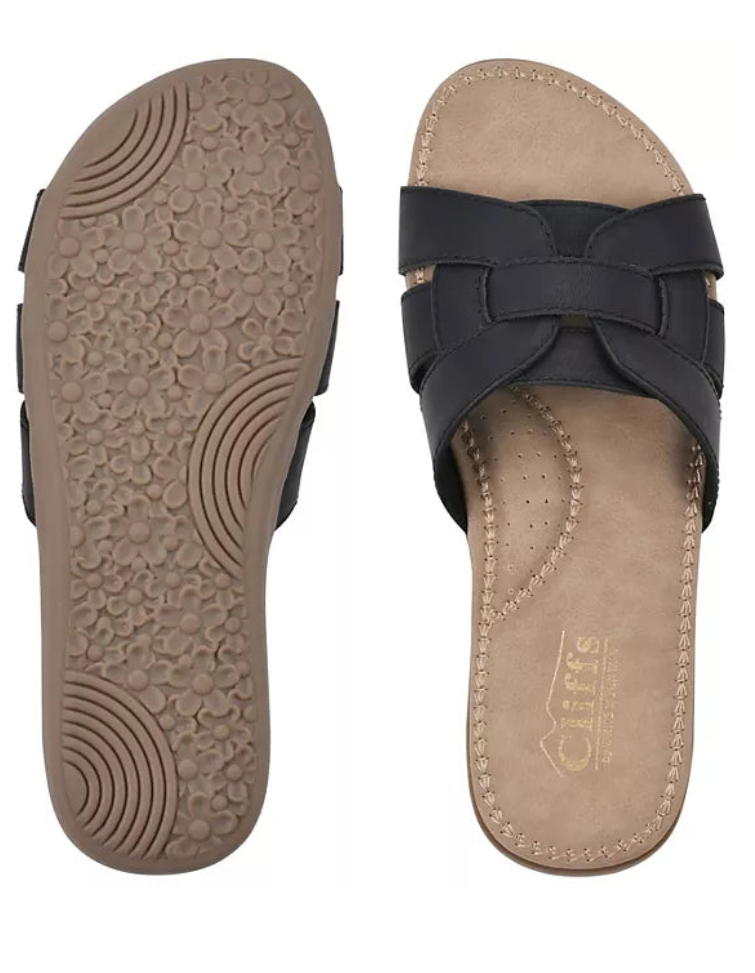 Cliffs by White Mountain Ladies Slide Sandal, Black (9)