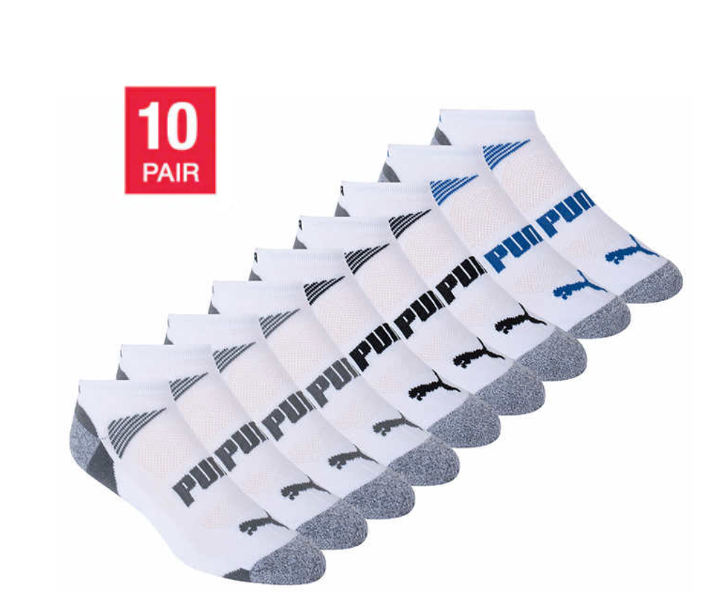 PUMA Men's No Show Sock (6-12) White (10-Pair)
