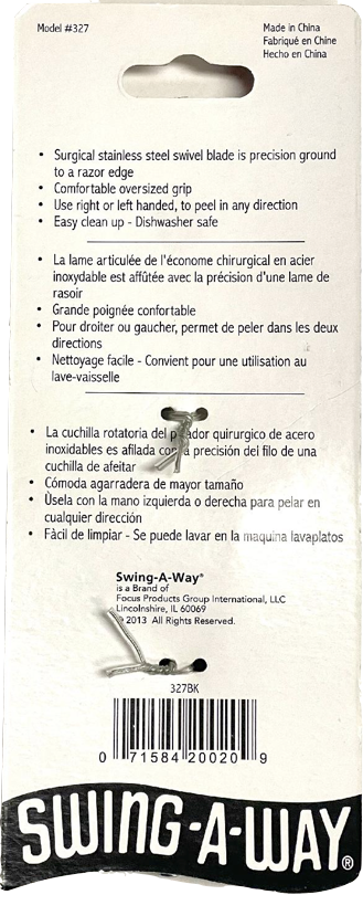 Swing-A-Way - Surgical Grade Stainless Steel Peeler, Black (327)