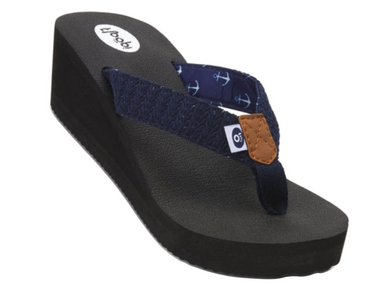 Floopi Womens Anna Wedge Yoga Mat Thong Flip Flop (Navy 519)