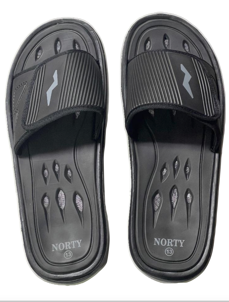 NORTY Young Men's Drainage Slide Sandal, (21006) Black