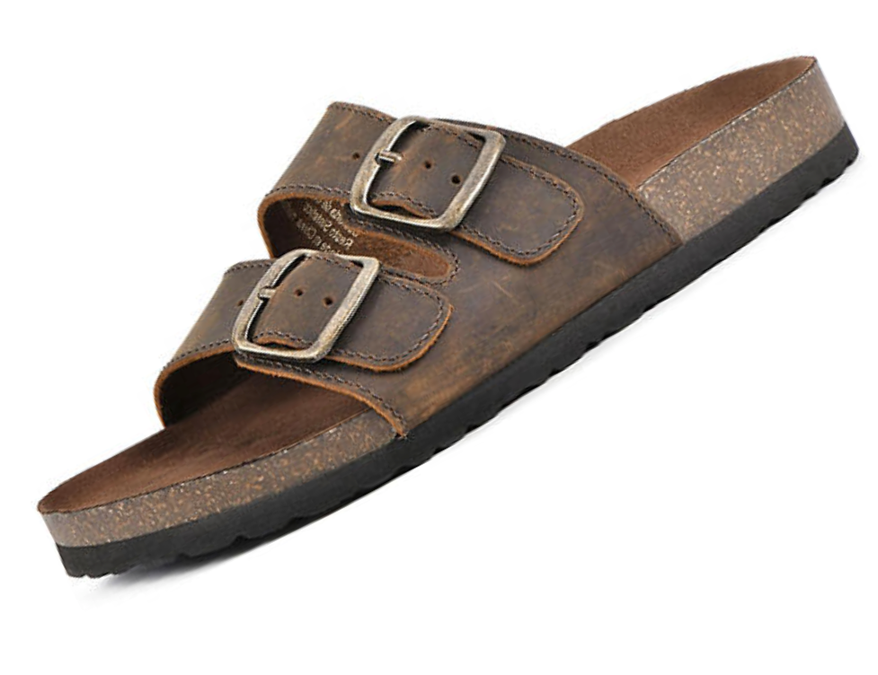 Mountain Sole Ladies Double Buckle Sandal, Brown