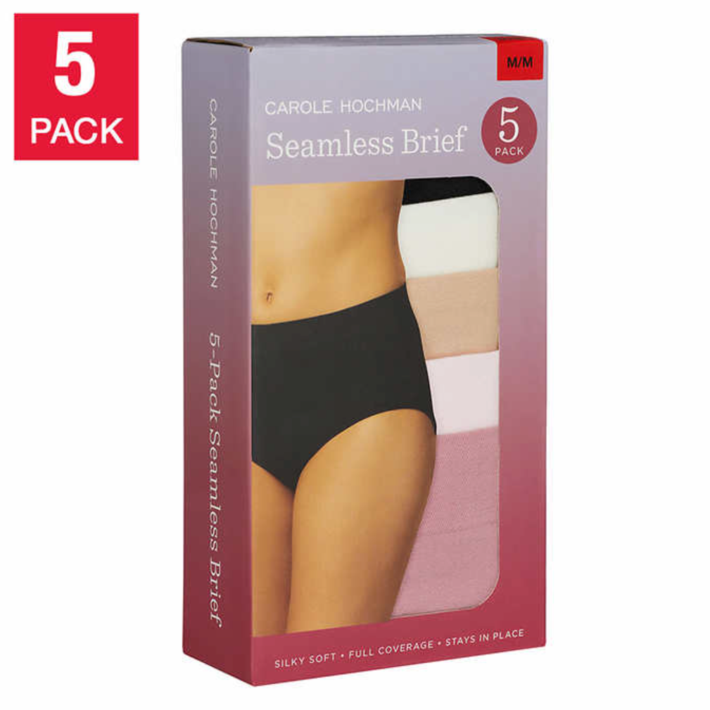 Carole Hochman Ladies' Seamless Brief, {5-pack} assorted colors