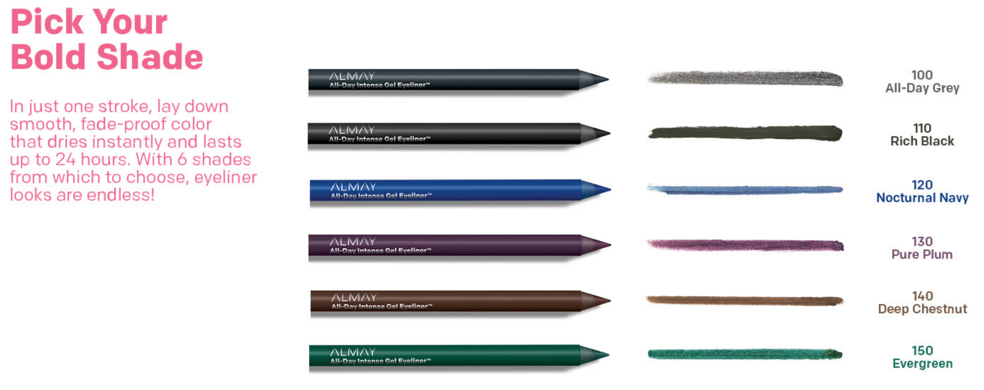 ALMAY All-Day Intense Waterproof Gel Eyeliner (140) Deep Chestnut