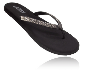 Flojos Rhinestone Strap Thong Sandal - Spark - Black (232)