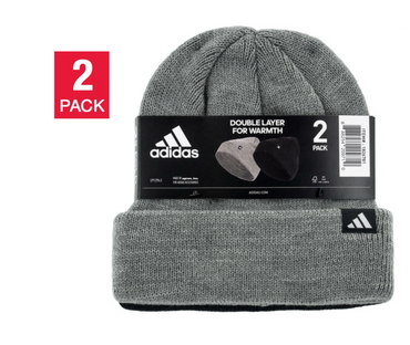 adidas Unisex Fold Beanie - Black and Gray (2-Pack)