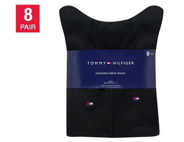 Tommy Hilfiger Men's Casual Crew Sock, Black (8-Pair)