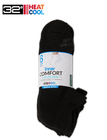 32 Degrees Men's, Cool Comfort Ankle Running Socks, (6-Pack)