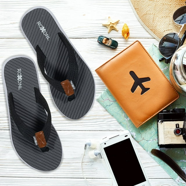 Roxoni Men's Thong Flip Flops Beach/Pool Outdoor Sandals (1258)