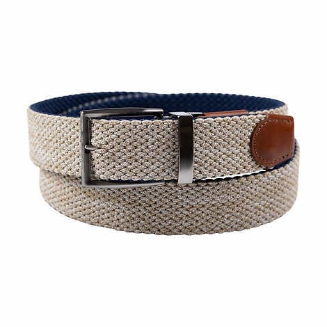Tommy Bahama Men's Stretch Braided Reversible Belt, Blue, Small / Medium