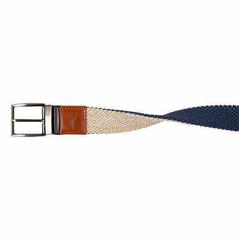 Tommy Bahama Men's Stretch Braided Reversible Belt, Blue, Small / Medium