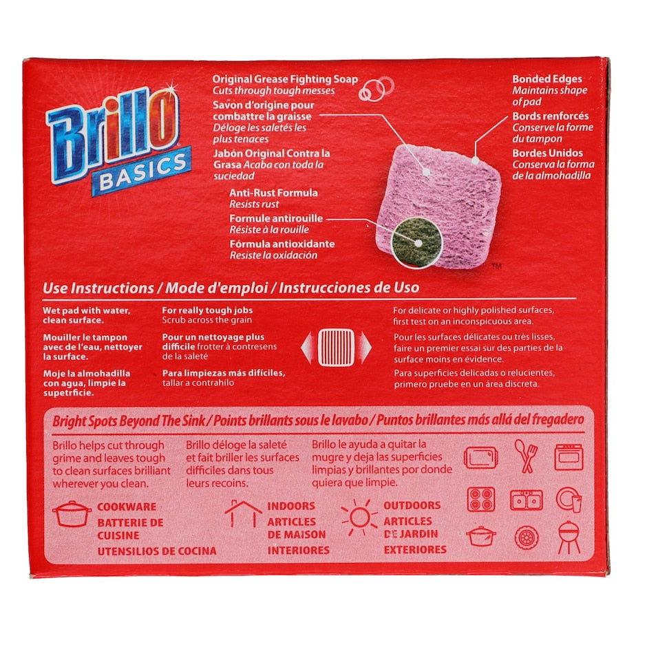 Brillo Basics Steel-Wool Soap Pads, (8 count each pack)