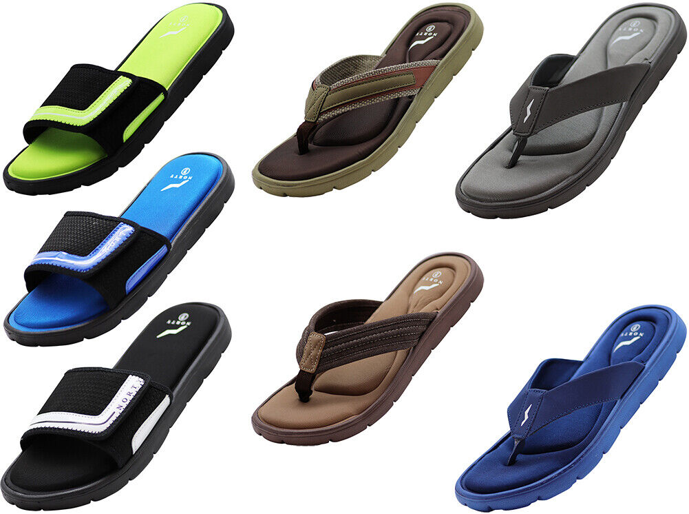 NORTY Mens Memory Foam Flip Flops Adult Male Thong Sandals