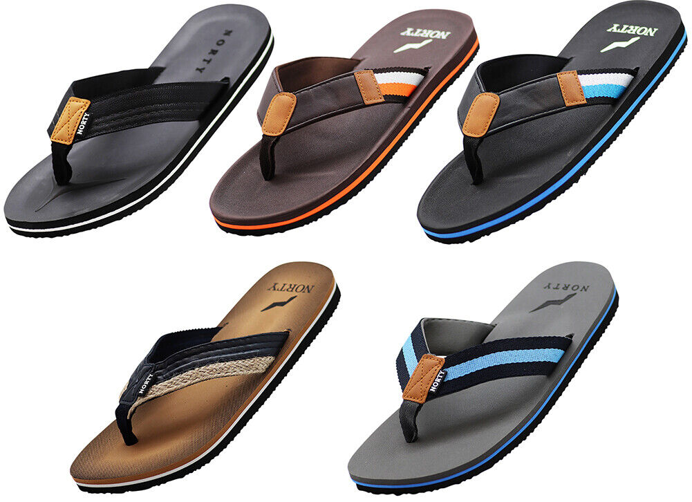NORTY Men's Sandals, Outdoor & Indoor Flip Flop Thong Shoe (Black/Blue) - (11041)