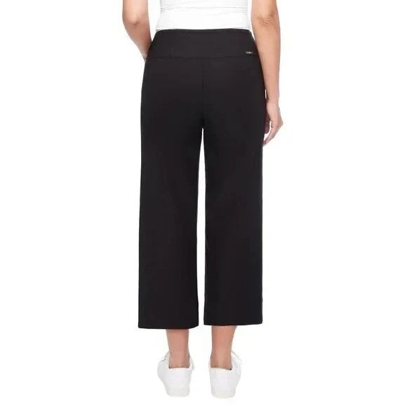 S.C. & Co. Women's Cropped Wide Leg 360 Tummy Control Pants, Black