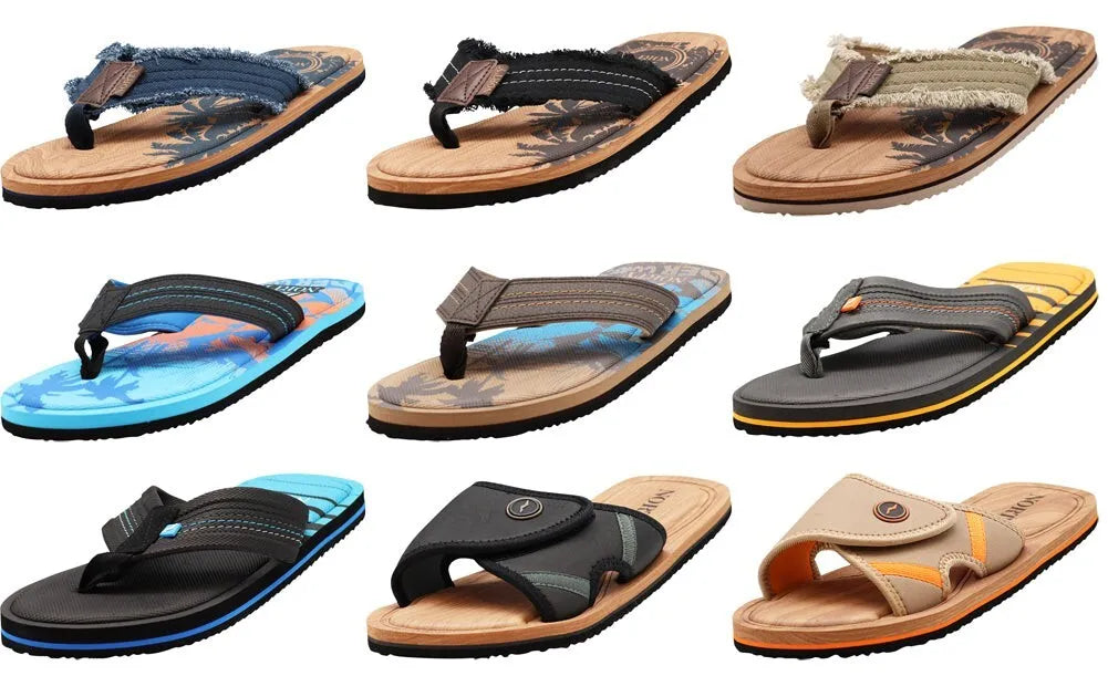 NORTY - Men's Memory Foam Footbed Sandals - Tan Canvas (13115)