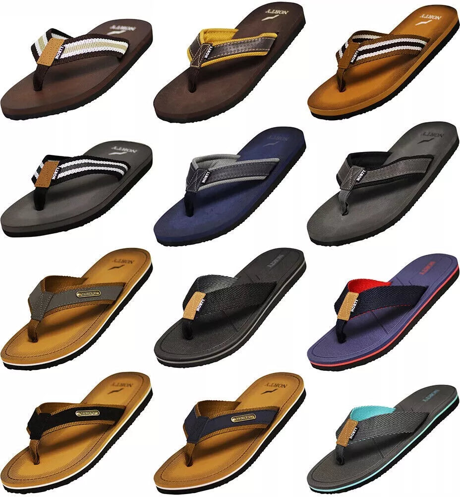NORTY Men's Flip Flop Sandal - Navy Camel (11117)