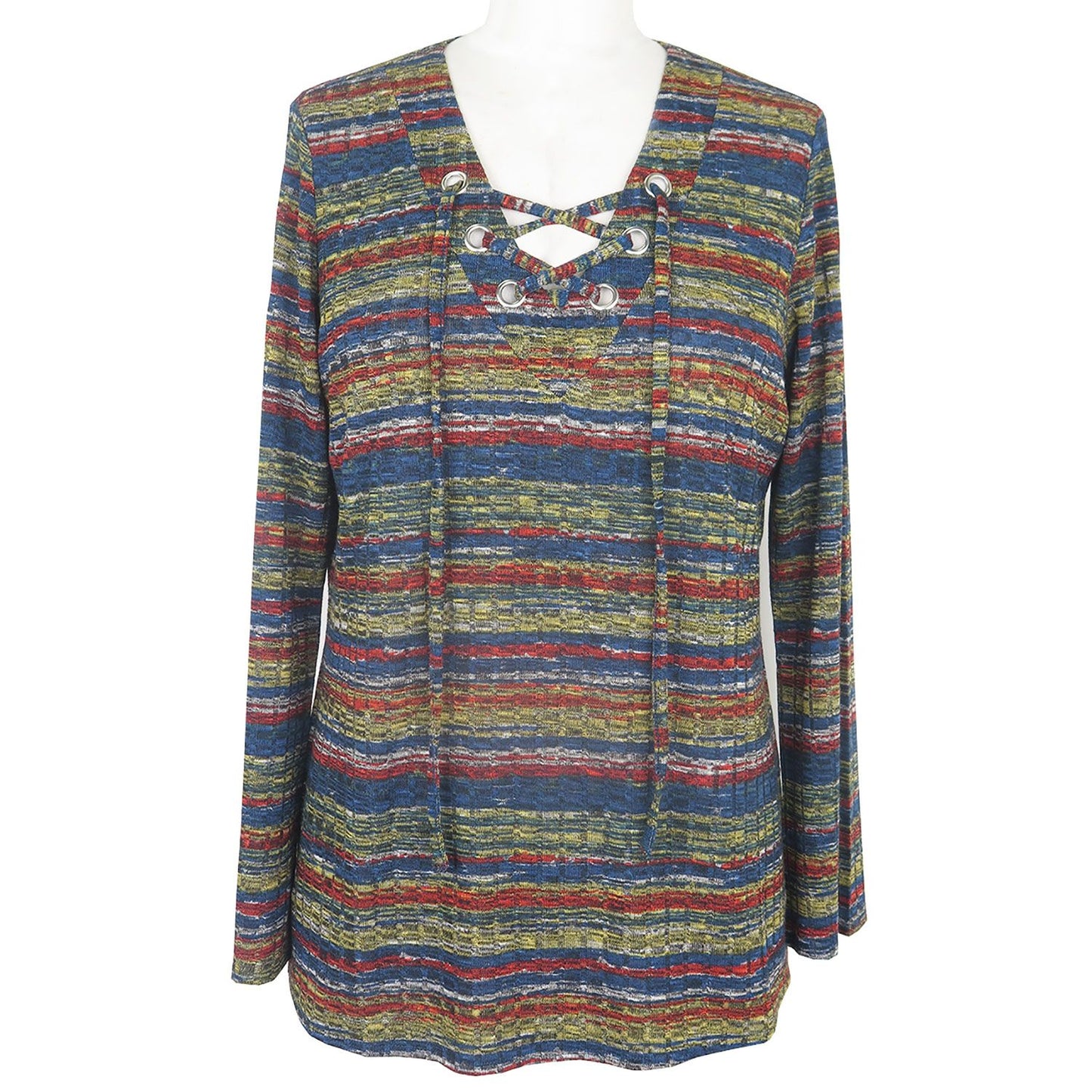 Chenault V-Neck Lace Up Tunic - Teal, Medium - ADDROS.COM