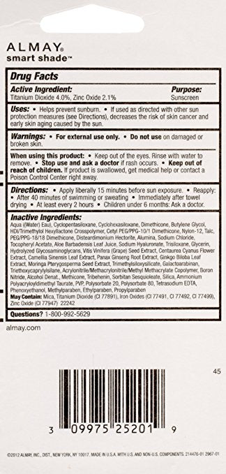 ALMAY Smart Shade Makeup with SPF 15, Light 100, 1-Oz - ADDROS.COM