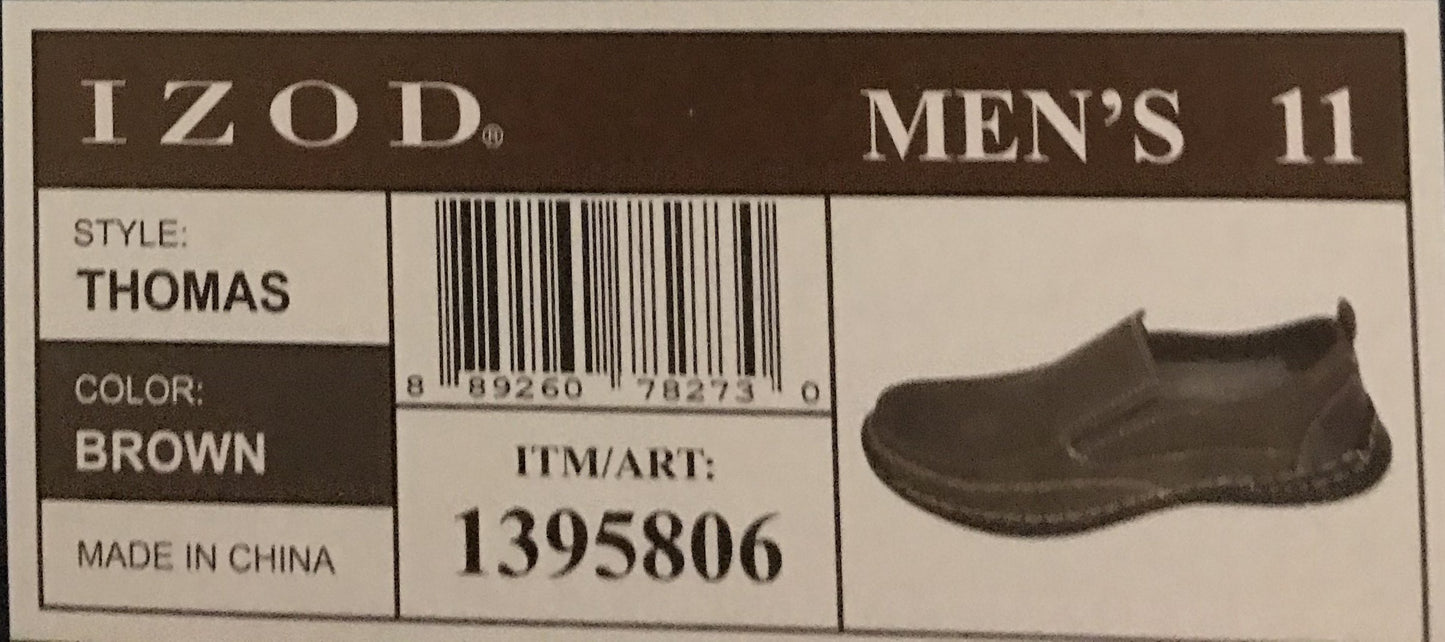 IZOD Men's Memory Foam Thomas Loafers Brown 11