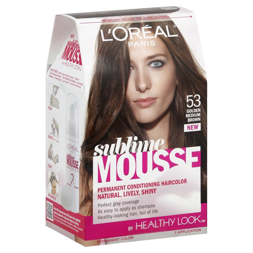 L'Oreal Paris Sublime Mousse by Healthy Look Hair Color, 53 Golden Medium Brown - ADDROS.COM