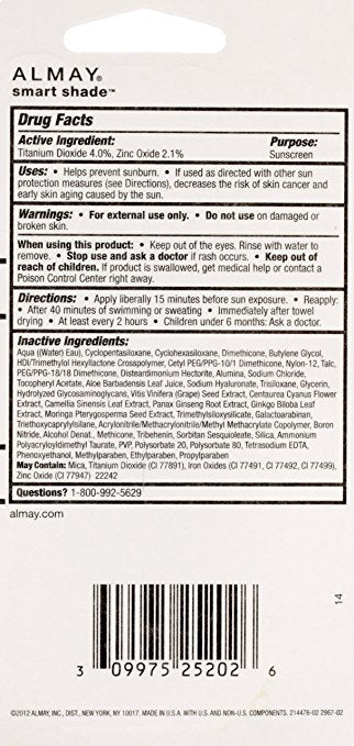 ALMAY Smart Shade Makeup with SPF 15, Light / Medium 200 - ADDROS.COM