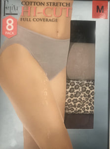 Felina Cotton Full Coverage Hi Cut - Assorted Colors (8-pack)