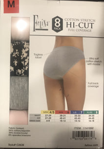 Felina Cotton Full Coverage Hi Cut - Assorted Colors (8-pack)