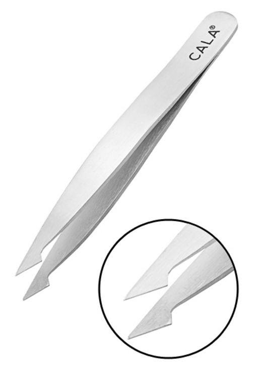 CALA PROFESSIONAL Stainless Steel Slanted / Point Tip Tweezers - ADDROS.COM