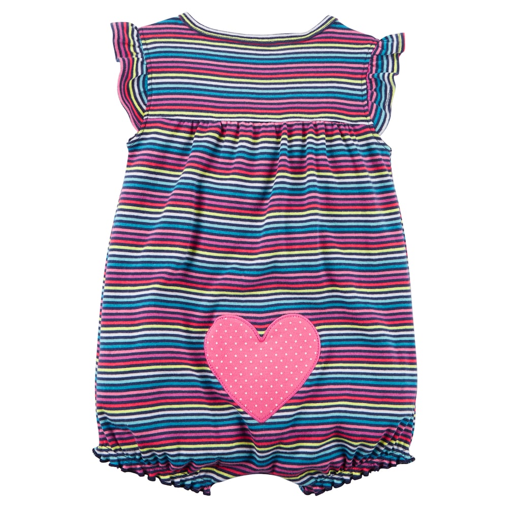 Carter's Baby Girls' Multi Striped Snap up Cotton Romper 6-M - ADDROS.COM