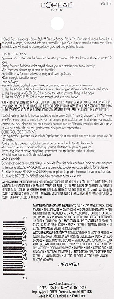 L'OREAL Brow Stylist Prep and Shape Pro Brow Kit - 387 Medium To Dark - ADDROS.COM