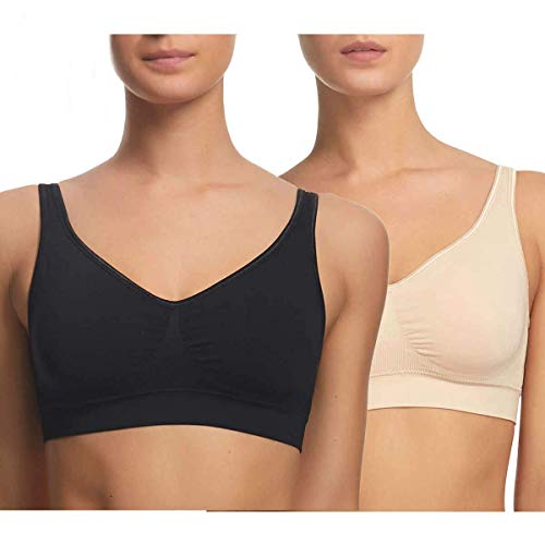 Gloria Vanderbilt Women's Seamless Wire Free Bra with Removable Pads (2 Pack)